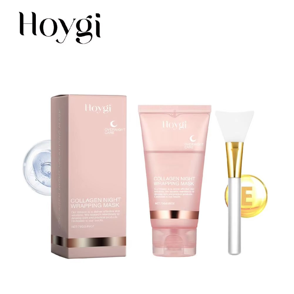 Collagen Overnight Wrapping Peel off Facial Mask, Korean Collagen Night Wrapping Mask Deeply Hydrates Night Care Mask Cream 75Ml