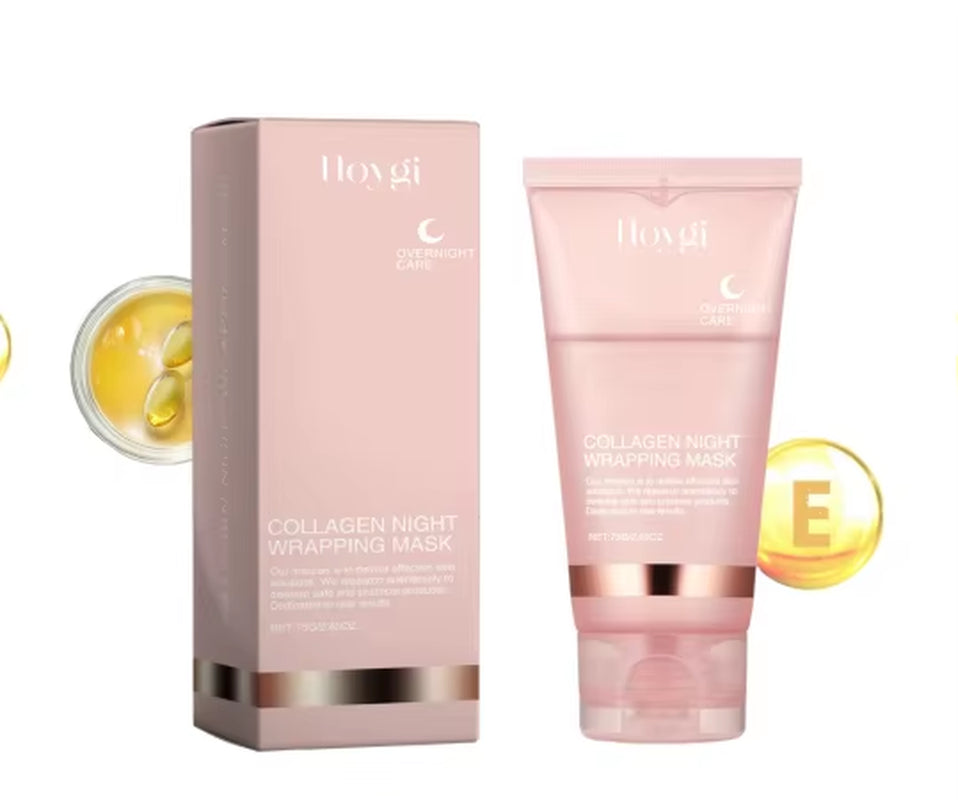 Collagen Overnight Wrapping Peel off Facial Mask, Korean Collagen Night Wrapping Mask Deeply Hydrates Night Care Mask Cream 75Ml